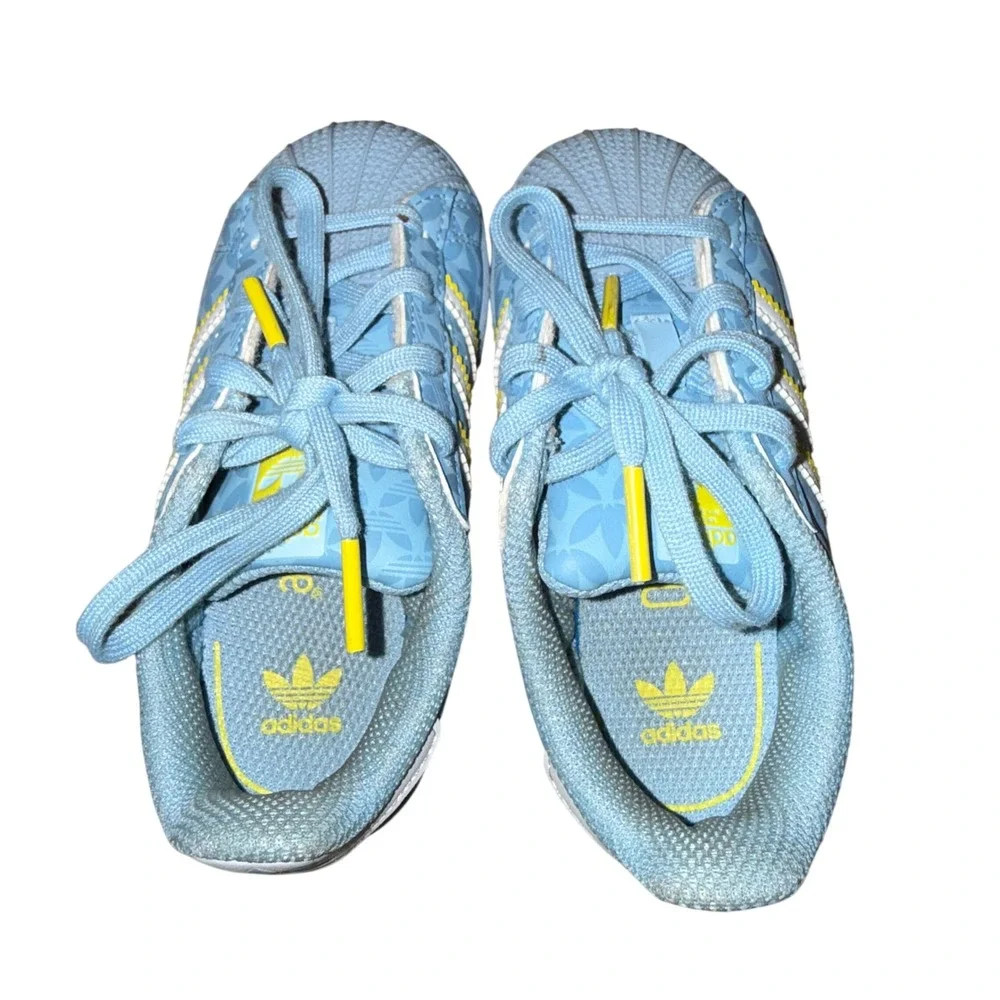 Adidas Superstar 8K Blue Volt White Trefoil Shell Toe Grade School Sneakers